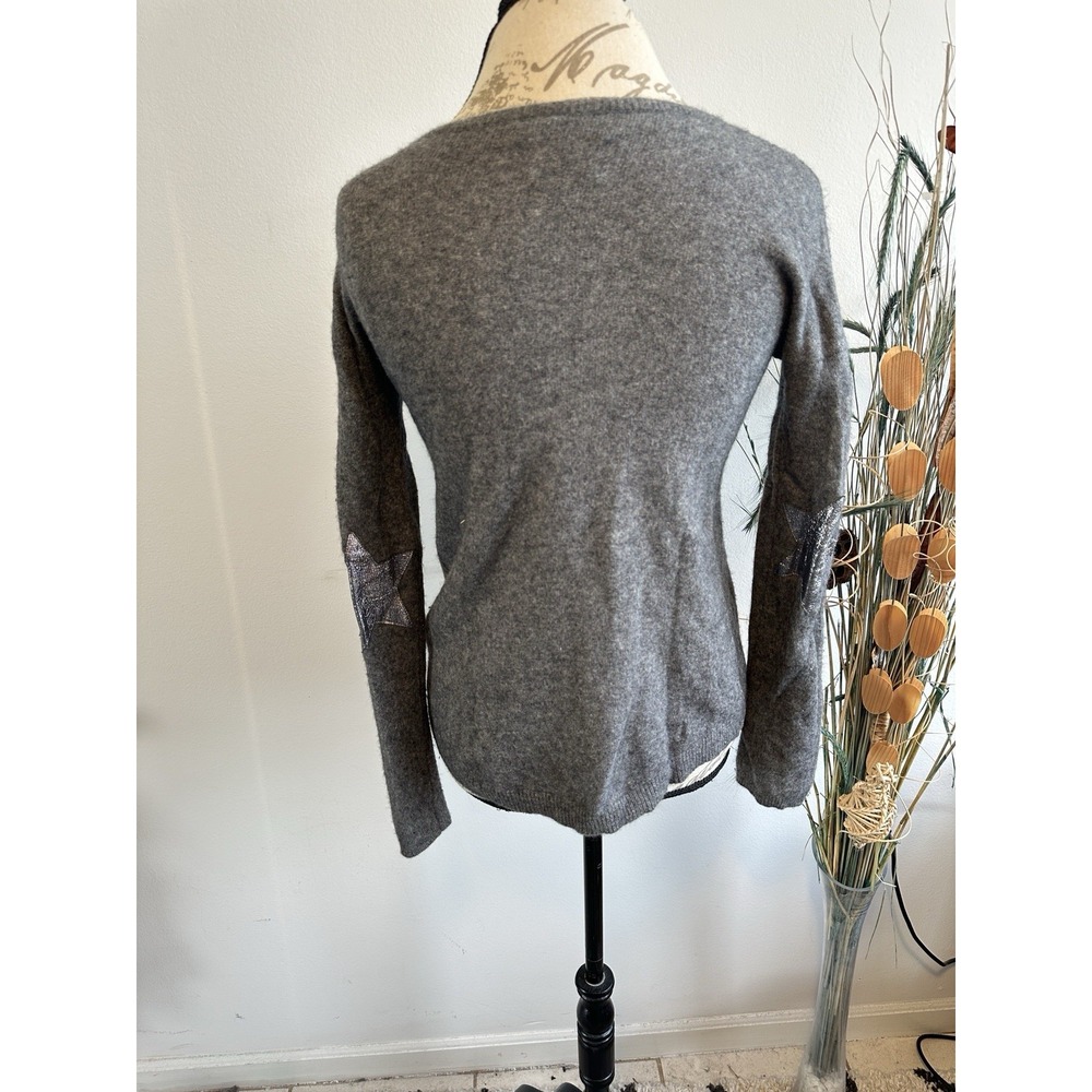 ZADIG & VOLTAIRE Cici‎ Patch Cashmere Sweater in Gray Small